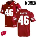 Women's Wisconsin Badgers NCAA #42 Gabe Lloyd Red Authentic Under Armour Stitched College Football Jersey BL31Y64QF